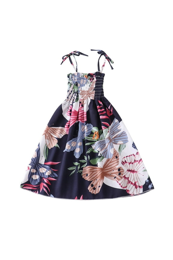 Little Girl Cotton Linen Dress with Smocking Casual Dress Sleeveless for Spring Summer Black,8 Years