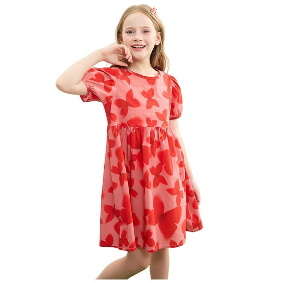 Ketyyh-chn99 Little Girls Dresses 2025 Girls Dress with Shorts Casual Summer Spaghetti Straps Romper Dresses with Pockets for Kid Size for 4-5 Years,Red