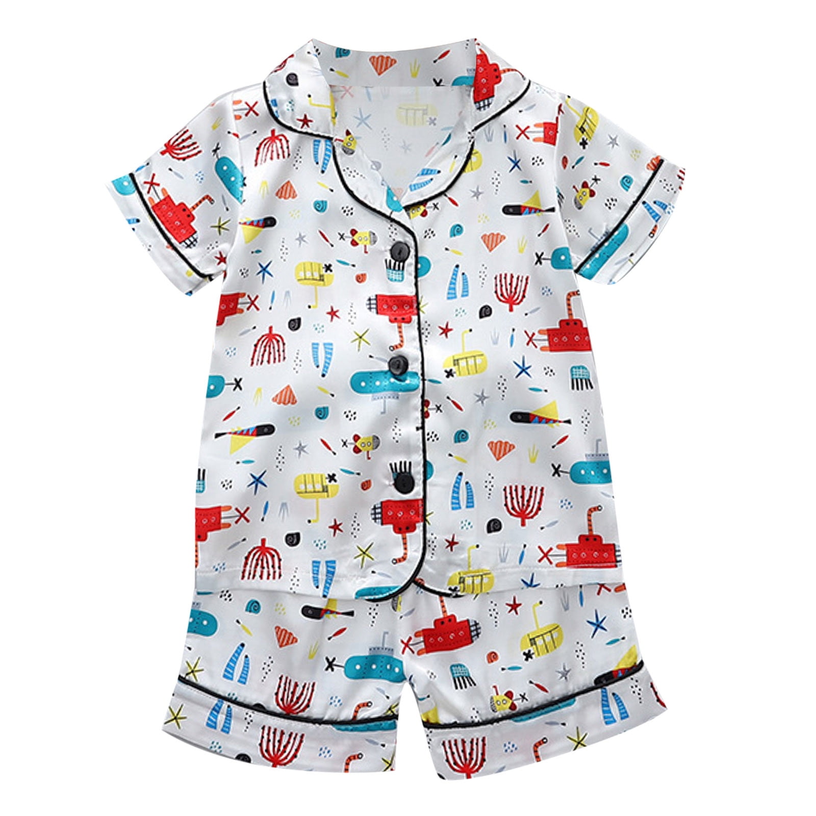 GYRATEDREAM Unisex Toddler Baby Summer Short Pajamas 2 Piece Sets Boys Girls Snug Fit Glow In Pjs Clothes Kids Sleepwear Outfits Dail