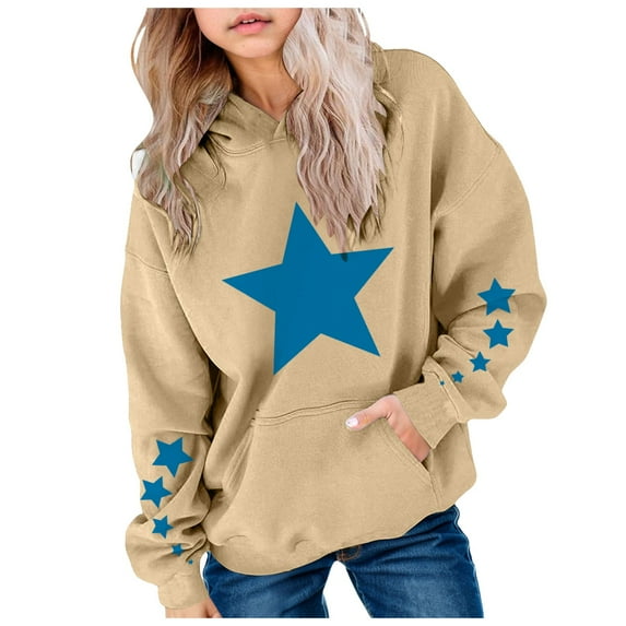 Ketyyh-chn99 Little Girls' Toddler Hoodie Toddler Sweatshirt Back to School Clothes for Teen Girls Oversized Hoodies Cute First Day of School Sweatshirt Pullover Size for 3-4 Years,Khaki