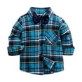 thumbnail image 1 of Ketyyh-chn99 Little Kids Toddler Baby Boy Button Down Cardigan Boys' Big Long Sleeve Collared Button-Down Dress Shirt Size for 2-3 Years,Blue, 1 of 9