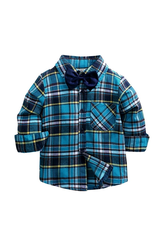 Little Kids Toddler Baby Boy Button Down Cardigan Boys' Big Long Sleeve Collared Button-Down Dress Shirt Size for 2-3 Years,Blue