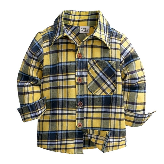 Ketyyh-chn99 Little Kids Toddler Baby Boy Button Down Cardigan Boys' Big Long Sleeve Collared Button-Down Dress Shirt Size for 3-4 Years,Yellow