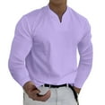 thumbnail image 1 of Ketyyh-chn99 Long Sleeve Shirts for Men 3/4 Sleeve Men Tops Dressy Casual Male Blouse Purple,S, 1 of 4