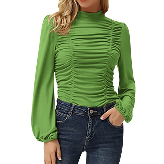 Ketyyh-chn99 Long Sleeve T Shirts for Women Ladies Casual Pullover Striped Round Collar T-Shirt Green,XL