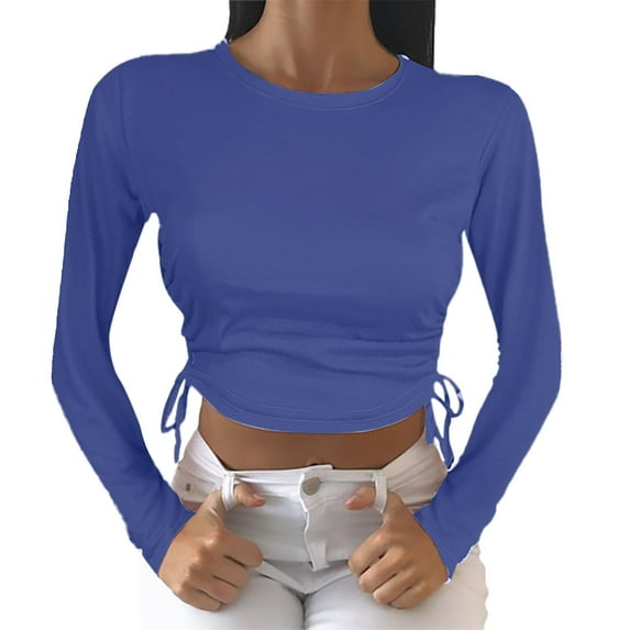 Ketyyh-chn99 Long Sleeve T Shirts for Women Print Long Sleeve Tops Loose Blouse Casual Tee Shirts Tunic Blue,S