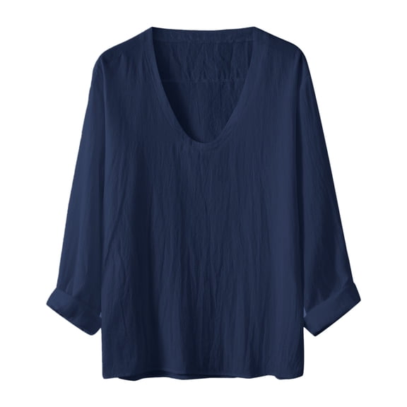 Ketyyh-chn99 Long Sleeve Tops Men Pullover Tee Shirts Blouse 2023 Blue,XL