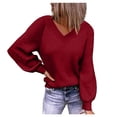 thumbnail image 1 of Ketyyh-chn99 Long Sweaters for Women 2023 Knit Sweater for Women Oversized Pullover Tops Red,S, 1 of 5