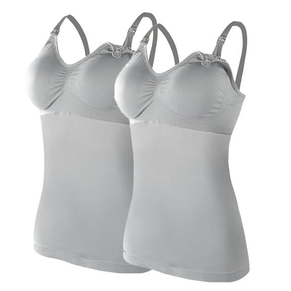Ketyyh-chn99 Maternity Bras Relaxed Nursing Tank Tops Built in Bra for Breastfeeding Camisole 2PCS Sleep Bra Gray,M