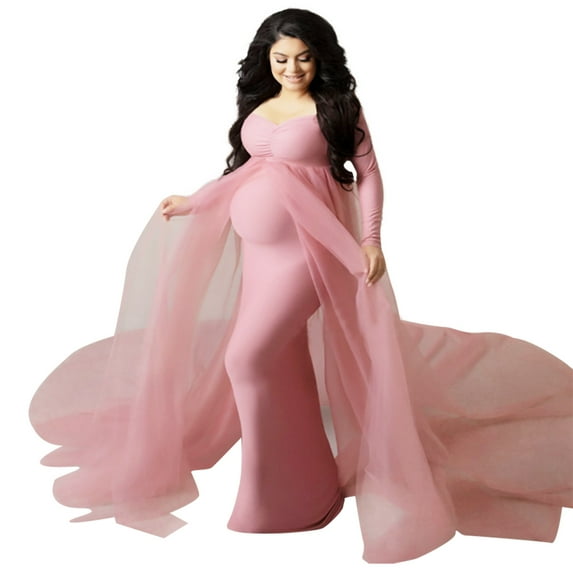 Ketyyh-chn99 Maternity Clothes for Women Female Long Sleeve Maternity Dress Pregnancy Dress Pink,XL