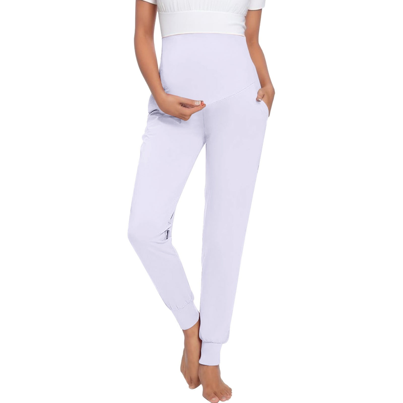 Stretchy Straight Maternity Dress Pants- Pink