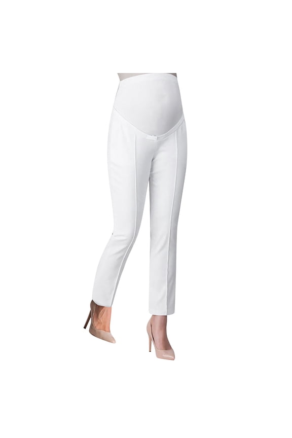 Maternity Pants Maternity Leggings Pregnancy Trousers Straight Casual Pants White,L