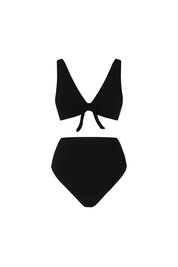 Maternity Swimwear Pregnancy Swimwear Bikini Women's Maternity Soild Swimsuit Boyshorts Bowknot Swimwear Set Black,XL