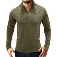 thumbnail image 1 of Ketyyh-chn99 Men Long Sleeve Shirt 2024 Pullover Tee Shirts Blouse Army Green,S, 1 of 4