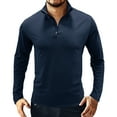 thumbnail image 1 of Ketyyh-chn99 Men Long Sleeve Shirt Long Sleeve 2023 Solid Color V Neck Fall Top Dark Blue,M, 1 of 4