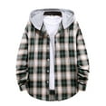 thumbnail image 1 of Ketyyh-chn99 Men's & Big Men's Long Sleeve Casual Button Down Flannel Shirt Jackets with Hood for Men Green,S, 1 of 5