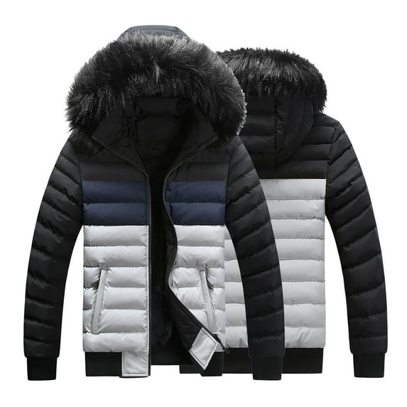 Ketyyh-chn99 Men's Coat Hooded Warm Winter Overcoat Parka Jacket Thick Outerwear Grey,3XL