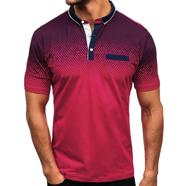 Ketyyh-chn99 Men's Fashion Polo Shirt Short Sleeves Collared T Shirt Golf Polo Red,L