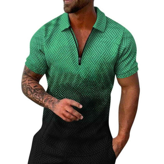 Ketyyh-chn99 Men's Polo Shirt Casual Men's Shirts 2024 Floral Blouses V Neck Shirts Blouse Tunic Green,2XL