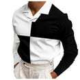 thumbnail image 1 of Ketyyh-chn99 Men's Polo Shirt Casual Men's Shirts Button Knitted Stripe Polo Shirts Black,2XL, 1 of 5