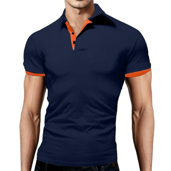 Ketyyh-chn99 Men's Polo Shirt Shirts for Men Fashion 2024 Zipper Button Long Sleeves Loose Shirt Blue,5XL