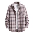 thumbnail image 1 of Ketyyh-chn99 Men's Polo Shirts Men's and Big Men's Long Sleeve Relaxed Fit Flannel Shirt Fall Coat Pink,L, 1 of 5