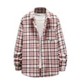 thumbnail image 1 of Ketyyh-chn99 Men's Shirts Regular-Fit Long-Sleeve Plaid Flannel Shirt Casual Pink,L, 1 of 5