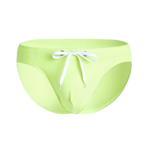 Ketyyh-chn99 Men's Swimwear Men's Swimwear Bikini Solid Swimming Briefs Low Waist Drawstring Yellow,L