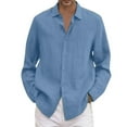 thumbnail image 1 of Ketyyh-chn99 Men's T-Shirts Shirts Cotton Long Sleeve Shirts Regular Fit Long Sleeve Flannel Shirt Light Blue,5XL, 1 of 5