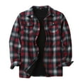 thumbnail image 1 of Ketyyh-chn99 Men's Warm Lined Plaid Flannel Shirt Jacket Button Down Long Sleeve Winter Coats Red,5XL, 1 of 3