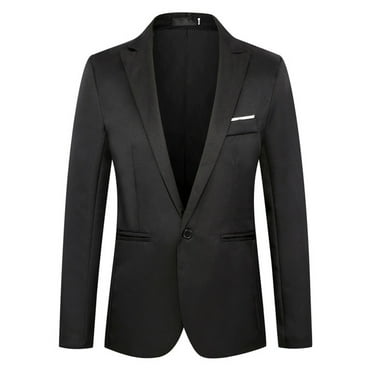 Ketyyh-chn99 Mens Blazer Big And Tall Suits for Men Men's Suit Jacket One Button Elegant Solid Slim Fit Single Party Blazer Jacket Black,2XL