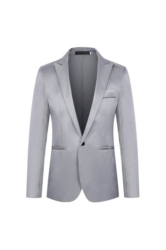 Mens Blazer Suits for Men Men's Suit Jacket One Button Elegant Solid Slim Fit Single Breasted Party Blazer Jacket Grey,3XL