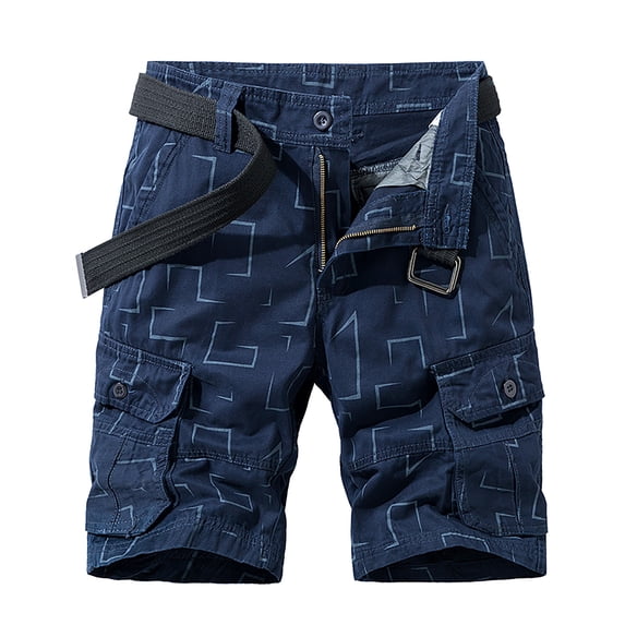 Ketyyh-chn99 Mens Cargo Shorts Casual Pants Shorts Men's Linen Casual Pants Classic Fit Short Drawstring Summer Beach Shorts Blue,30