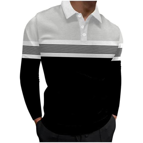 Ketyyh-chn99 Mens Long Sleeve Polo Shirts Casual Thermal Loose Fit Pullover Fashion Button Down Sweatshirts AL,2XL