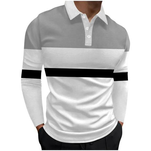 Ketyyh-chn99 Mens Long Sleeve Polo Shirts Fashion Casual Thermal Loose Fit Pullover Button Down Sweatshirts H,L