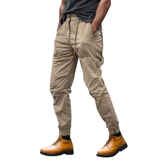 Ketyyh-chn99 Mens Pants Cargo Fitness Pants Outdoor Straight Type Fitness Pants Cargo Pants Trousers Khaki,XL