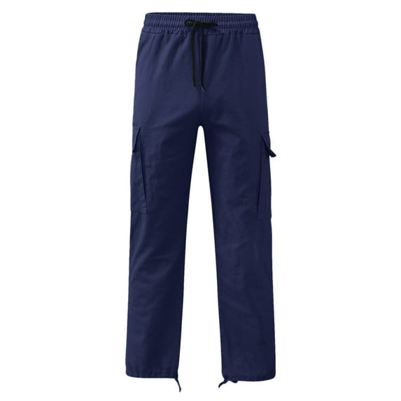 Ketyyh-chn99 Mens Pants Cargo Sweatpants Men's Straight Leg Relax Fit Cargo Pants with Multiple Pockets Mens Loose Fitting Pants Trouser Casual Pants for Men Navy,L