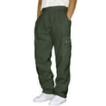 thumbnail image 1 of Ketyyh-chn99 Mens Pants Casual Linen Pants Work Solid Street Drawstring Trousers Casual Sports Pants Green,XL, 1 of 4