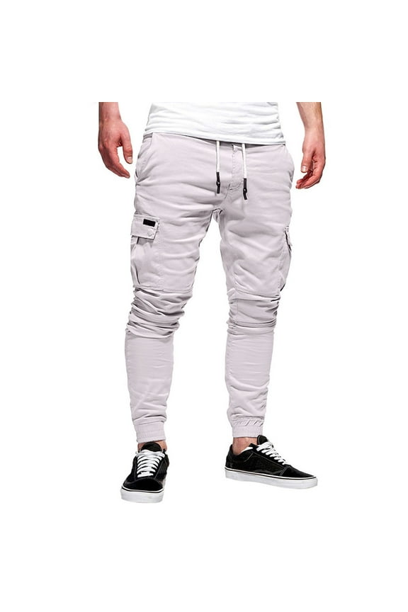 Mens Pants Classic Fit Hiking Pants with Pockets 2023 White,2XL