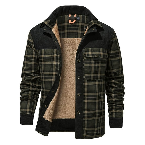Ketyyh-chn99 Mens Plaid Shirt Jacket Winter Jacket Lined Warm Sweatshirts for Men AG,2XL