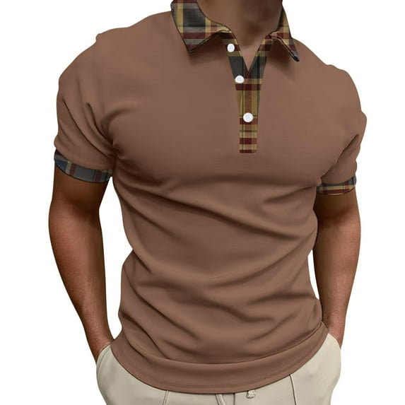 Ketyyh-chn99 Mens Polo Adult Male Men Plain Short Sleeves Summer Casual T Shirt Coffee,L