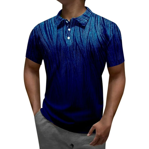 Ketyyh-chn99 Mens Polo Shirt Casual Men's Shirts 2024 Fashion Simple Solid Color Pullover Tops Blue,3XL