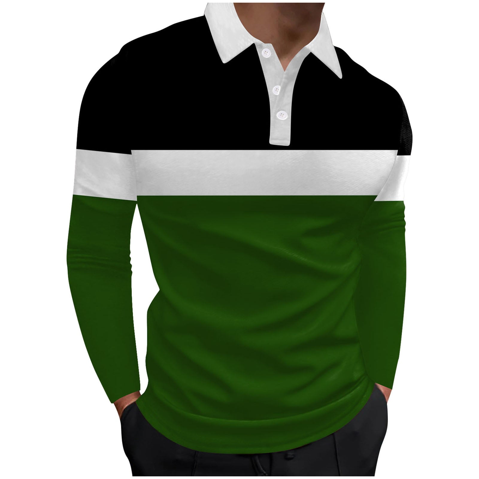 Ketyyhchn99 Mens Polo Shirt Long Sleeve Collared Shirts Button Polos
