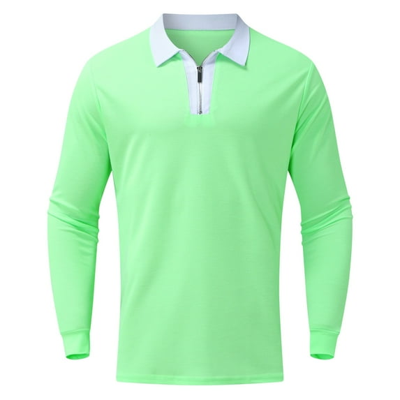 Ketyyh-chn99 Mens Polo Shirts Long Sleeve Polo Shirts Regular Fit Golf T-Shirts 2023 Fall Casual Sweatshirt Top Green,XL
