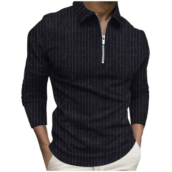 Ketyyh-chn99 Men's Golf Polo Shirt Fashion Shirts Long Sleeve Casual Color Block Cotton Tops Collared T-Shirt Sports Athletic Tee Black,XL