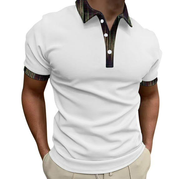 Ketyyh-chn99 Mens Polo Shirts Men's Summer Fashion Style Casual Regular Fit T Shirt White,L