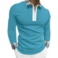 thumbnail image 1 of Ketyyh-chn99 Mens Polo Shirts Men's Trendy Vacation Cotton Pocket Casual Shirts Long Sleeves Mens T-Shirts for Men Fashion Light Blue,2XL, 1 of 4