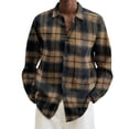 thumbnail image 1 of Ketyyh-chn99 Mens Shirts Men Zipper Button Long Sleeves Loose Shirt Brown,XL, 1 of 5