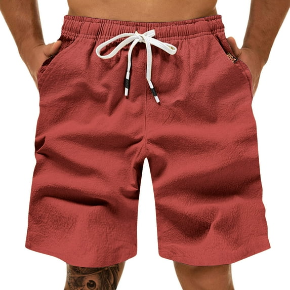 Ketyyh-chn99 Mens Shorts Casual Summer Overalls Shorts Plus Size Shorts Pants for Men Red,2XL