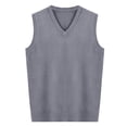 thumbnail image 1 of Ketyyh-chn99 Mens Sweater Sleeveless Fashion Fall Clothes Men's Casual Sweater Vest V-Neck Slim Fit Sleeveless Sweater Knitted Pullover Vest Gray,XL, 1 of 5